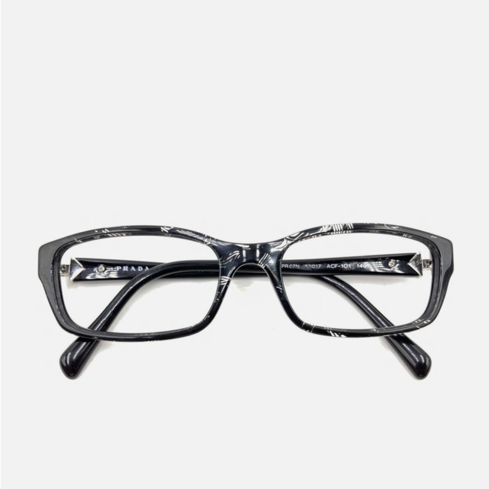 Prada VPR 07N ACF-1O1 Black Clear Rectangle Eyeglasses Frames 53-17 140 Italy